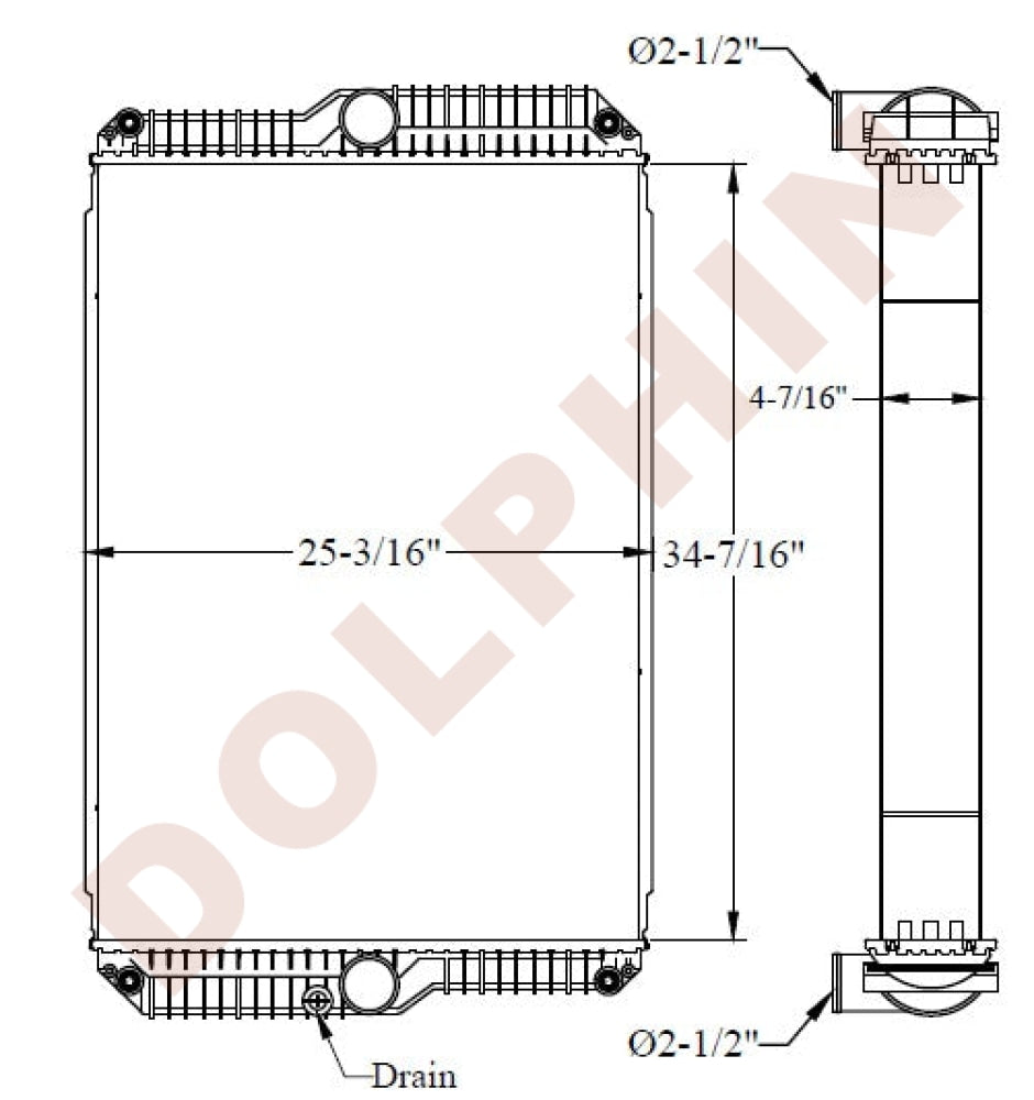 Caterpillar Radiator - 34-7/16 X 25-3/16 4-7/16 Radiator