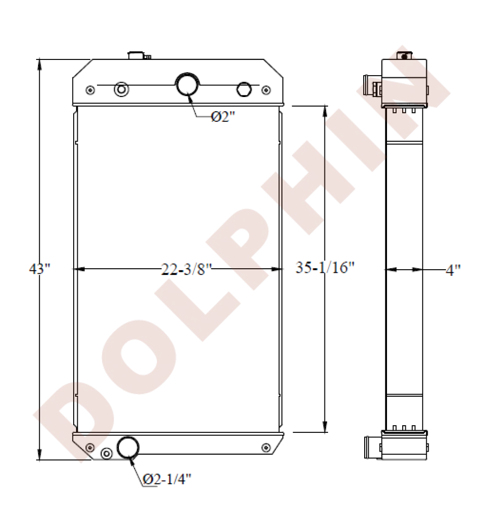 Perkins Radiator - 35-1/16 X 22-3/8 4’ Over Tanks: 43’ Radiator