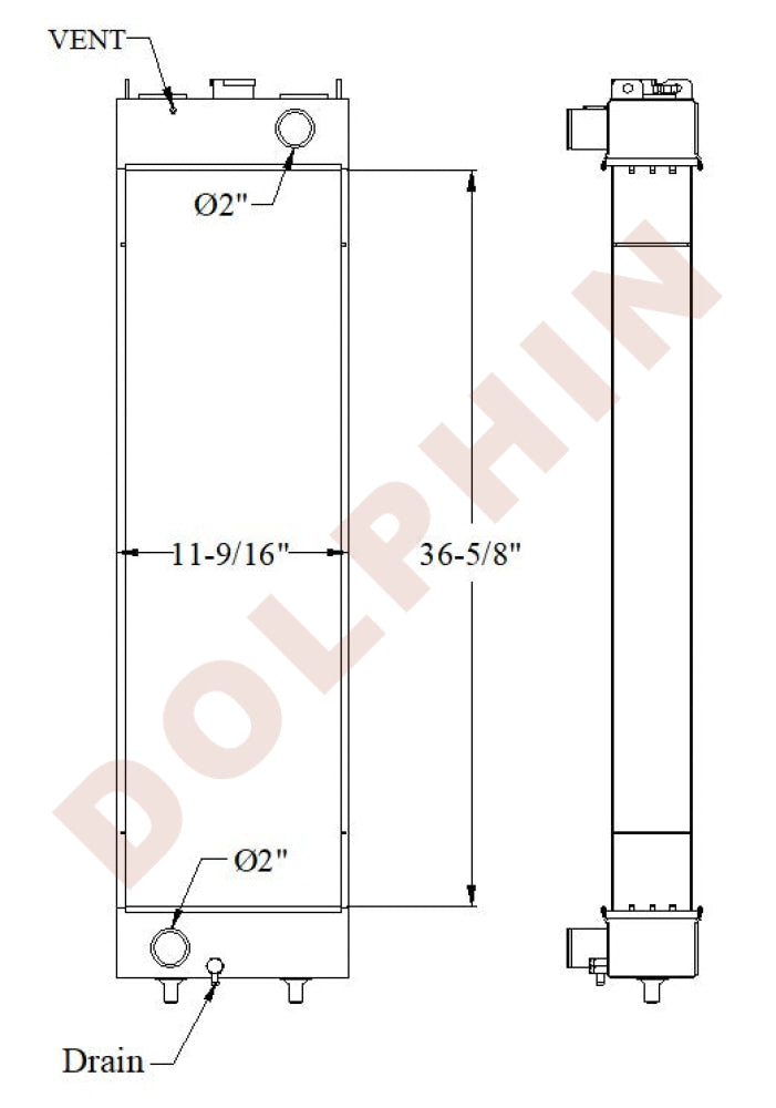 KOMATSU Radiator - Excavator PC 220 - 36 5/8’’ x 11 9/16’’ x 3 1/1’’ Radiator