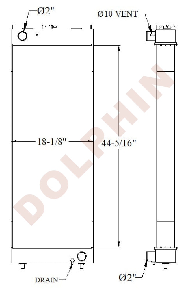 KOMATSU Radiator - PC 240LC11 - 44 5/16’’ x 18 1/8’’ x 4’’ - Radiator