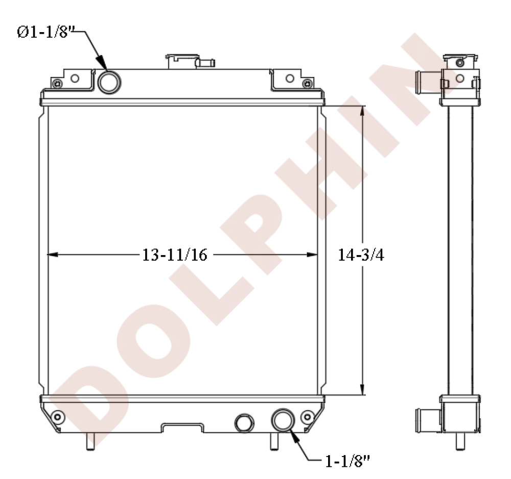 KUBOTA Radiator - KX71-3 (2004–2017) 14-3/4’’ x 13-11/16’’ x 1-1/4’’ - Radiator