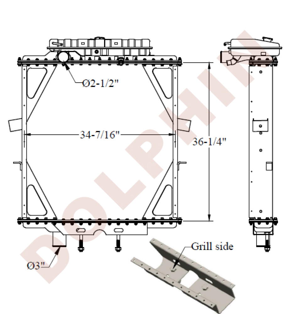 Peterbilt Radiator - (379) 36-1/4’’X 34-7/16’’X 1-3/4’’ Radiator