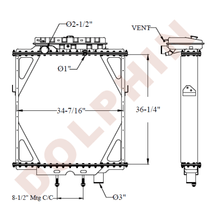 Peterbilt Radiator - 357 375 378 379 385 387 (1988-1994) 36-1/4 X 34-7/16 2-3/8 Radiator