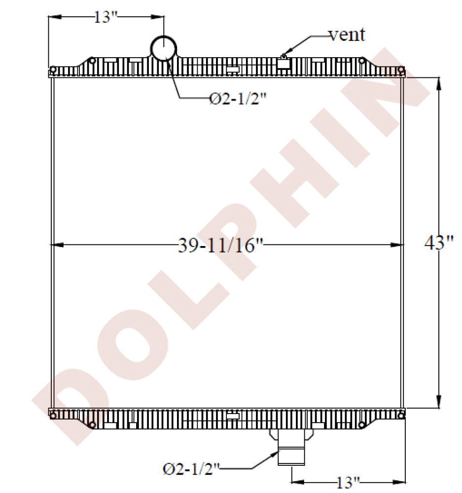 Peterbilt Radiator - 389 W900 (2008-2015) 43 X 39-11/16 1-3/4’ Radiator