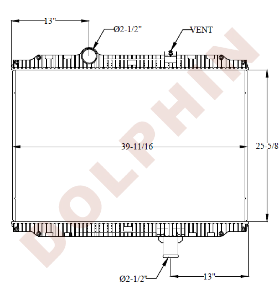 Peterbilt Radiator - T170/ T270 (2011 - 2014) 25 - 5/8’ X 39 - 11/16’ 2 - 1/8’ Radiator