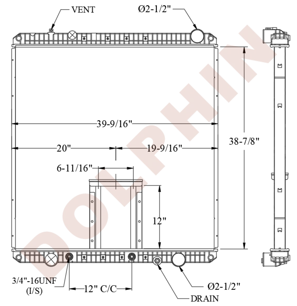 FREIGHTLINER Radiator (2008-) 38 7/8’’ x 39 9/16’’ x 2 1/8’’ Radiator