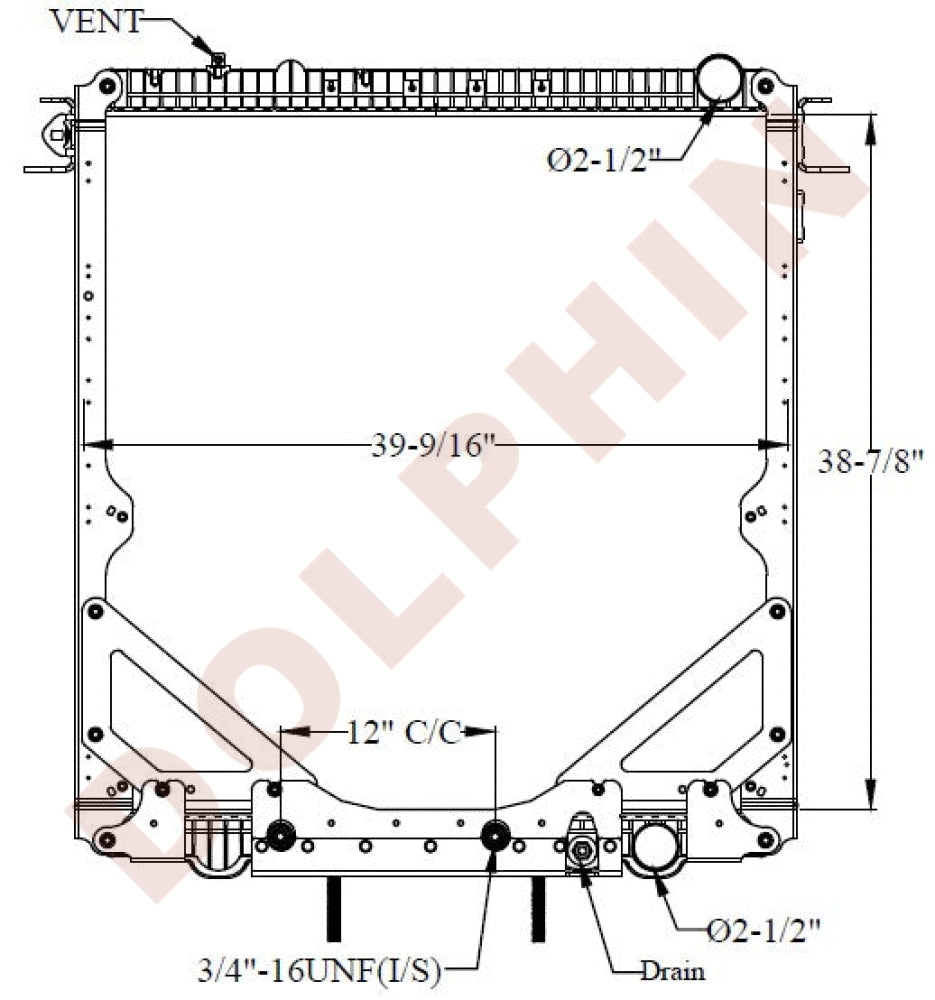 Freightliner Radiator - Cascadia Classic / Xl Fld M2-112 (2011-2014) 38-7/8 X 39-9/16 2-3/8 Radiator