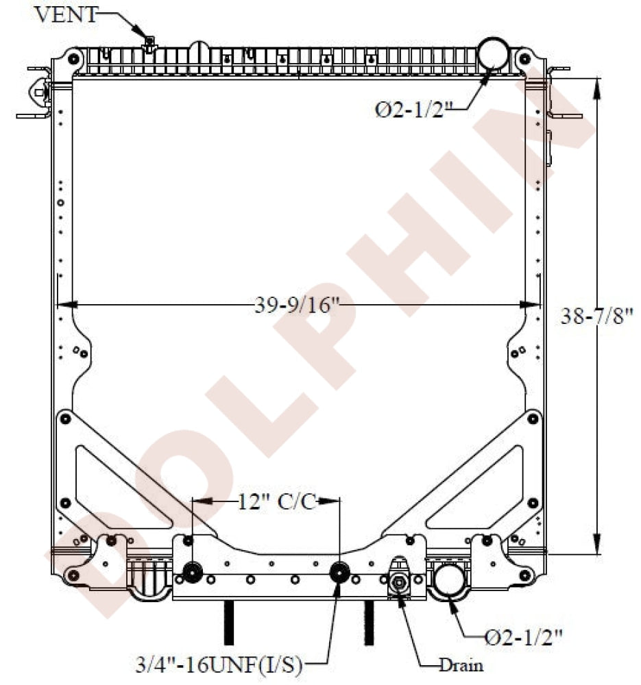Freightliner Radiator - M2-112 (2011-2014) 38-7/8 X 39-9/16 2-1/8 Radiator