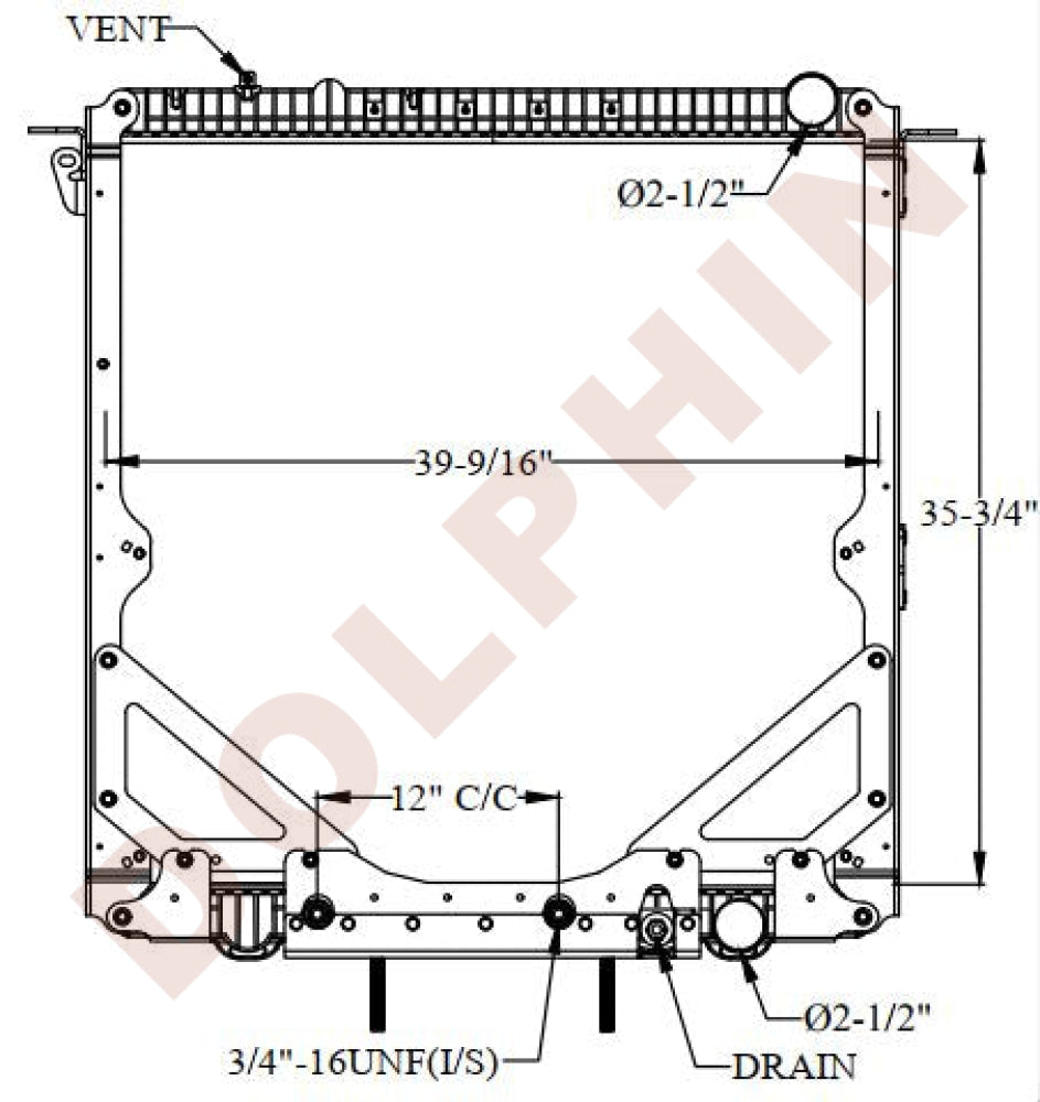 Freightliner Radiator - Cascadia (2014-2015) 35-3/4 X 39-9/16 2-1/8 Radiator