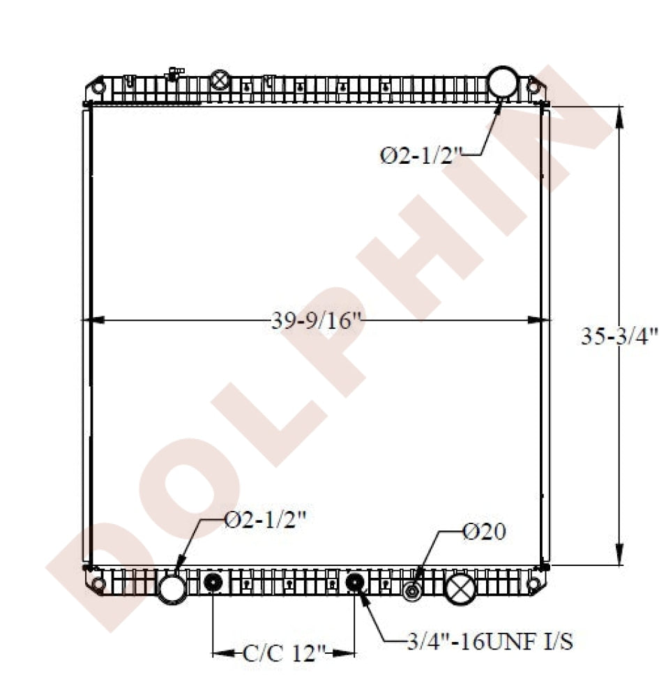 Freightliner Radiator - Bussiness Class Cascadia M2-112 (2012-2014) 35-3/4 X 39-9/16 2-1/8 Radiator