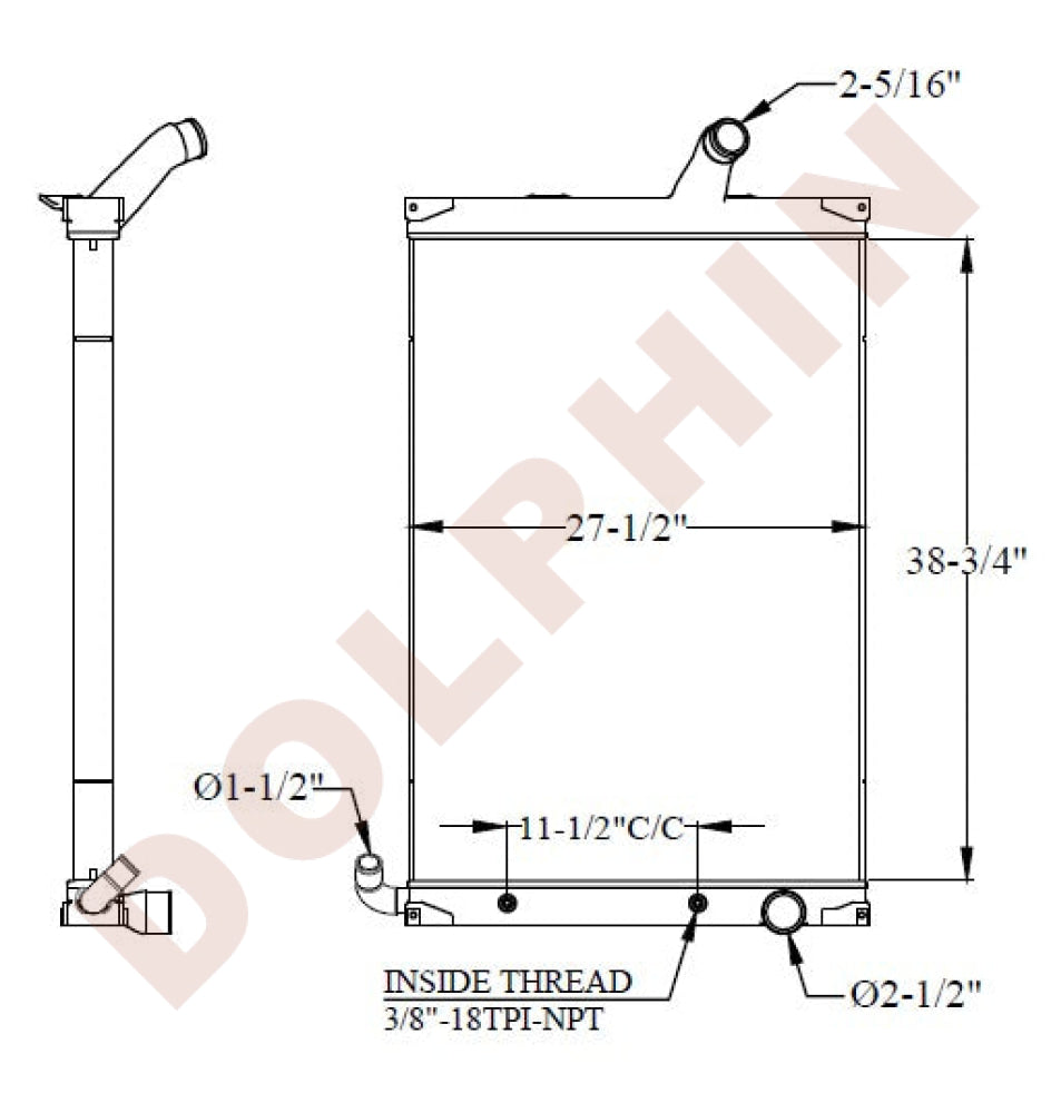 Mack Radiator - 7052R (2010-2007) 38-3/4 X 27-1/2 2-1/8 Radiator