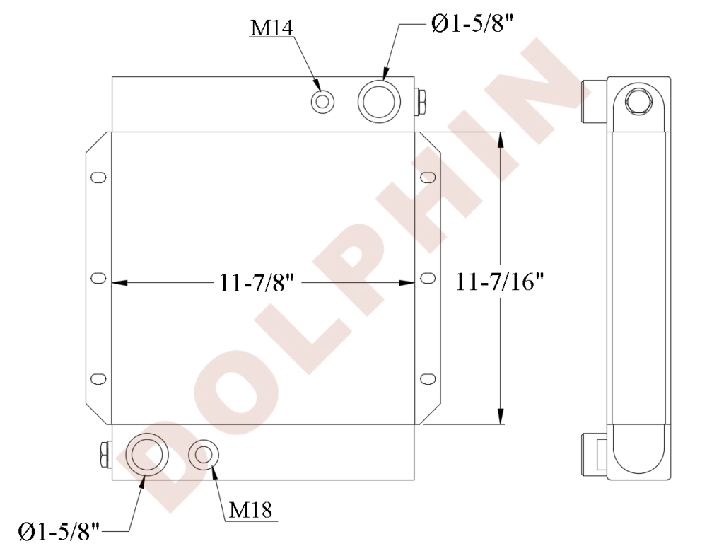 MERCEDES Oil Cooler - 811D (1986-1994) - 11-7/16’’ x 11-7/8’’ x 2-1/2’’ - Oil Cooler