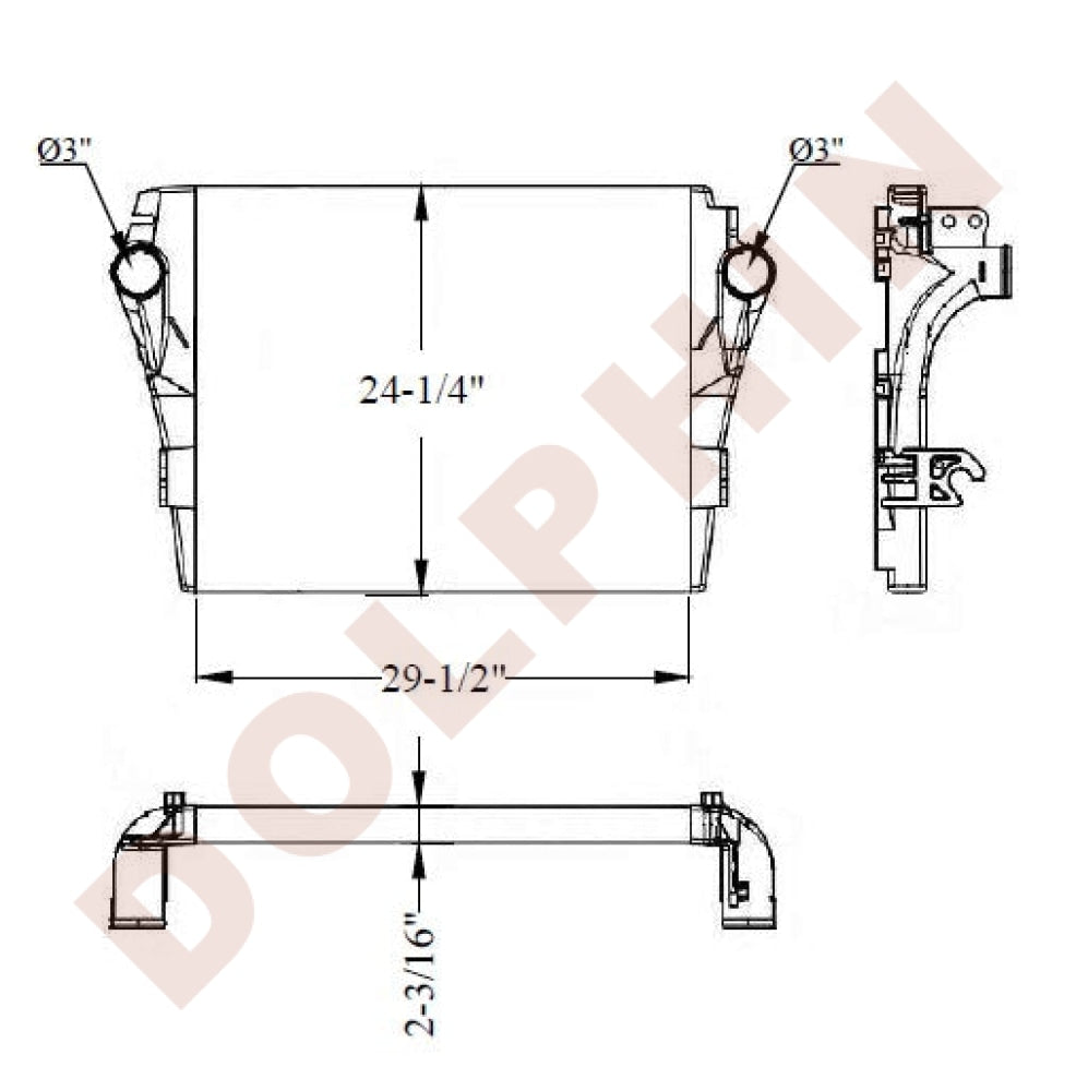 REIGHTLINER CHARGE AIR COOLER, (2008-2009) Sterling Acterra Model Q, (2008-2013) M2, MM, 103 Business, 29-1/2