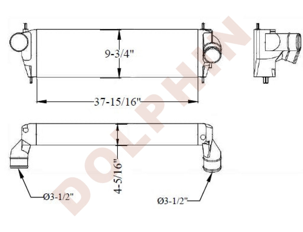 INTERNATIONAL CHARGE AIR COOLER, 2014 & newer Durastar 4400, 37-15/16 x 9-3/4 x 4-5/16