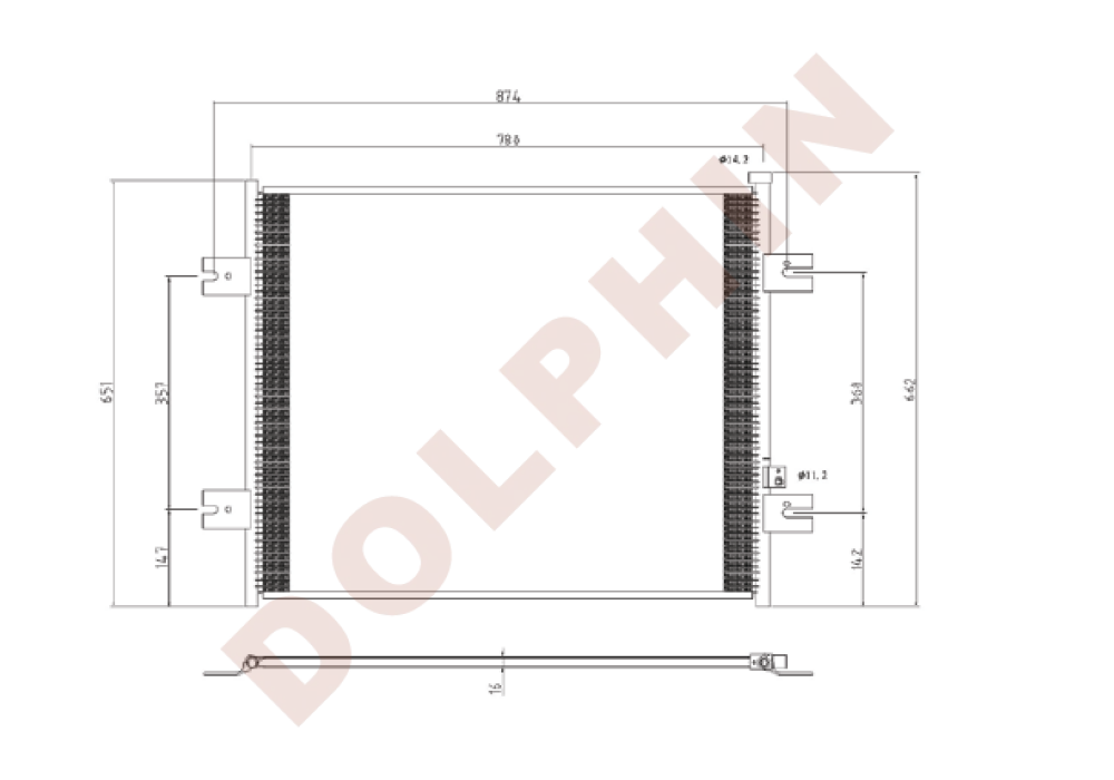 Peterbilt Condenser (2005-2008) 379 357 Series 30’’ X 23-3/4’’ 3/4’’ Condenser