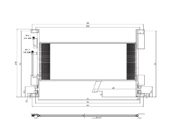 WESTERN STAR CONDENSER, 4800, 4900, 6900 Series, 39-3/8'' x 15'' x 7/8''