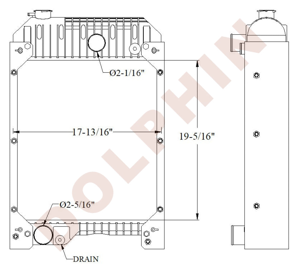 PERKINS Radiator - 1100 series 1104A44 1104A44T 1104C44 1104C44T 1104CE44 1104D44T - 19 5/16’’ x 17 13/16’’ x 4’’