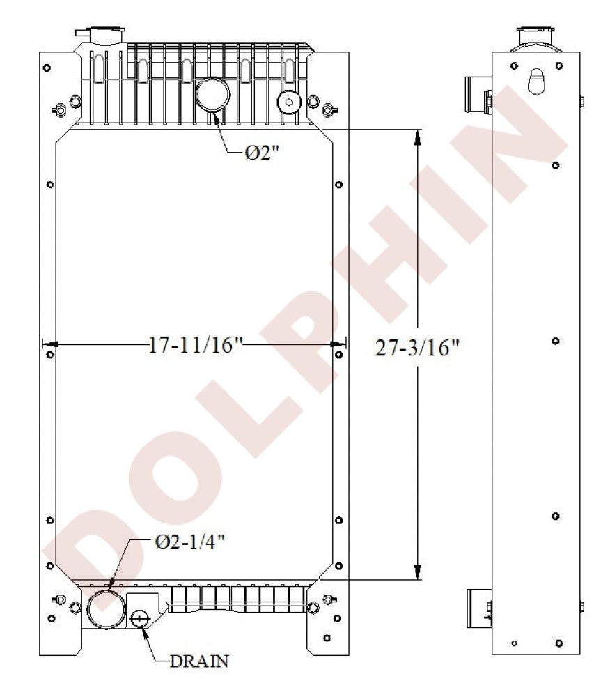 PERKINS Radiator - Perkins Caterpillar 4TA C4.4 C4.4XQ100 - 27 3/16’’ x 17 11/16’’ x 3 1/1’’ Radiator