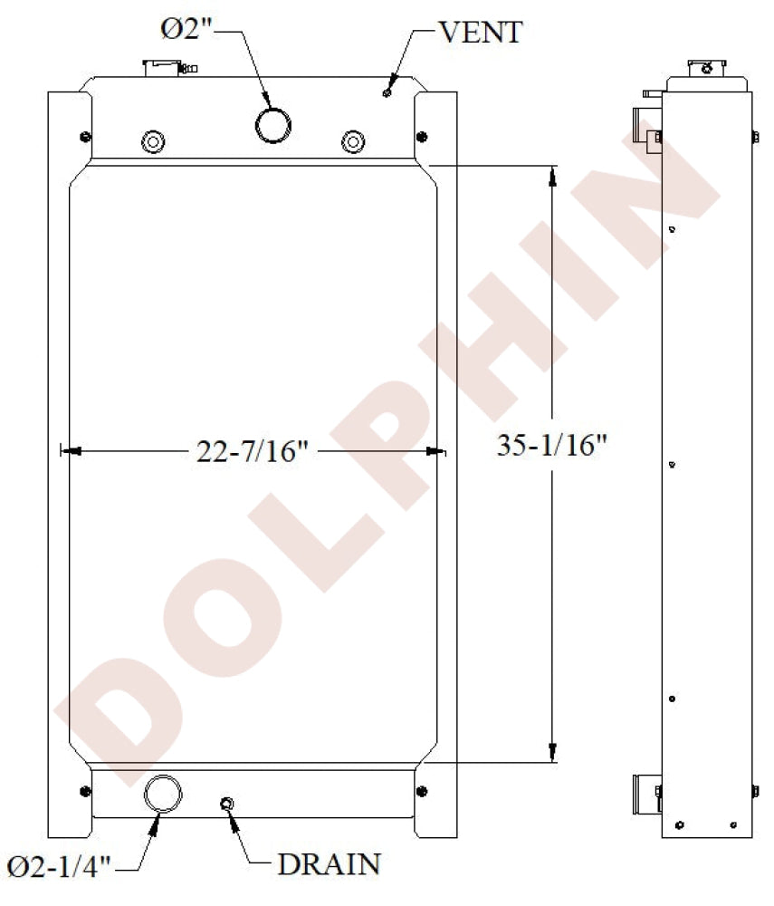 PERKINS Radiator - 2206A 2206C 2206D 2506A 2506C 1506A - 35-1/16’’ x 22-7/16’’ x 4’’ - Radiator