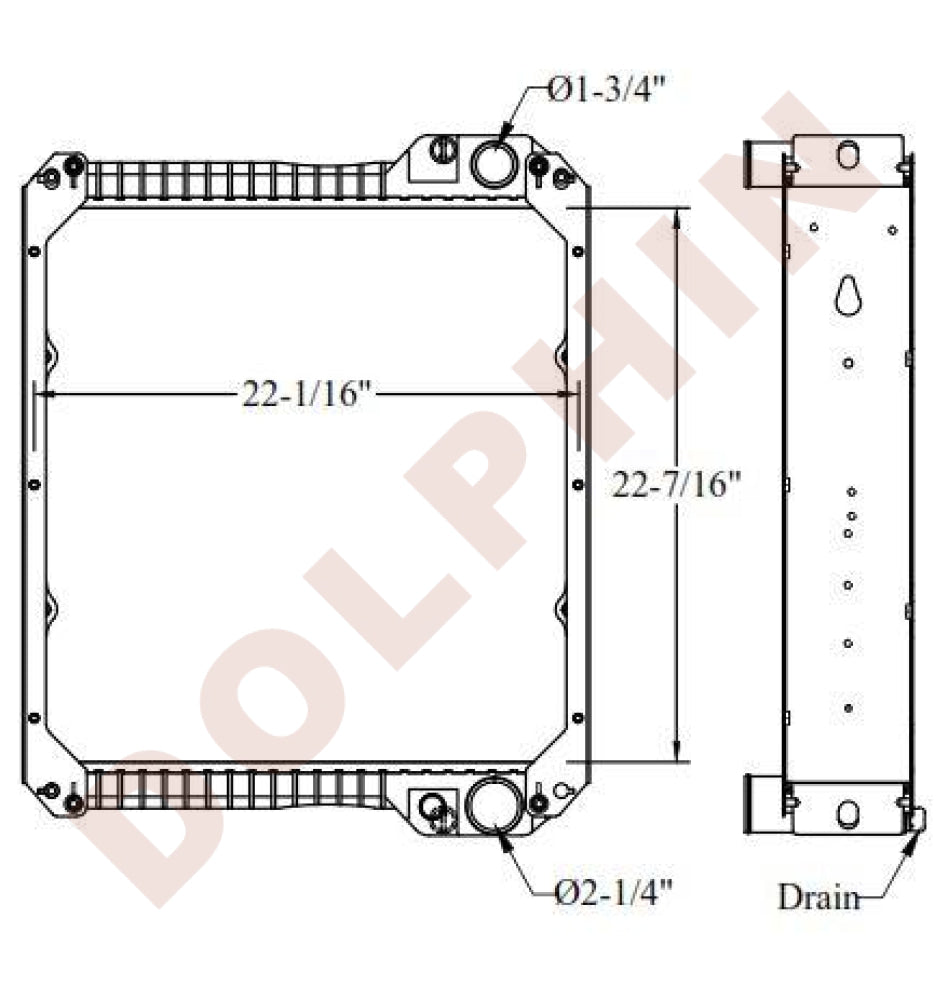 CASE RADIATOR - (Excavator) 22-7/16 x 22-1/16 x 4’’ Radiator
