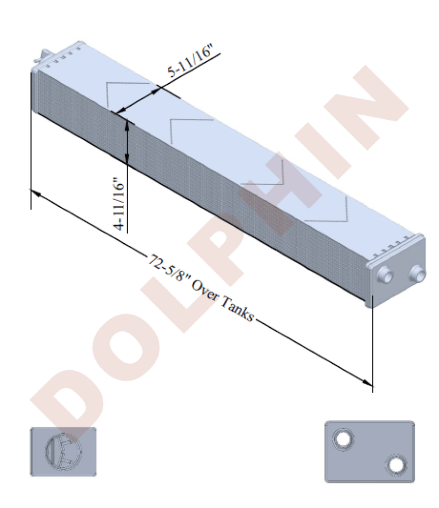 CATERPILLAR RADIATOR, (Over tanks: 72-5/8