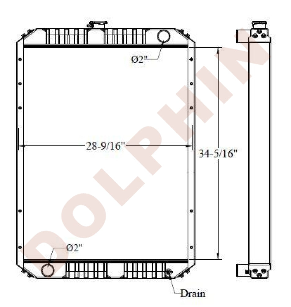 KOMATSU RADIATOR - 34-5/16 x 28-9/16 x 2-3/8