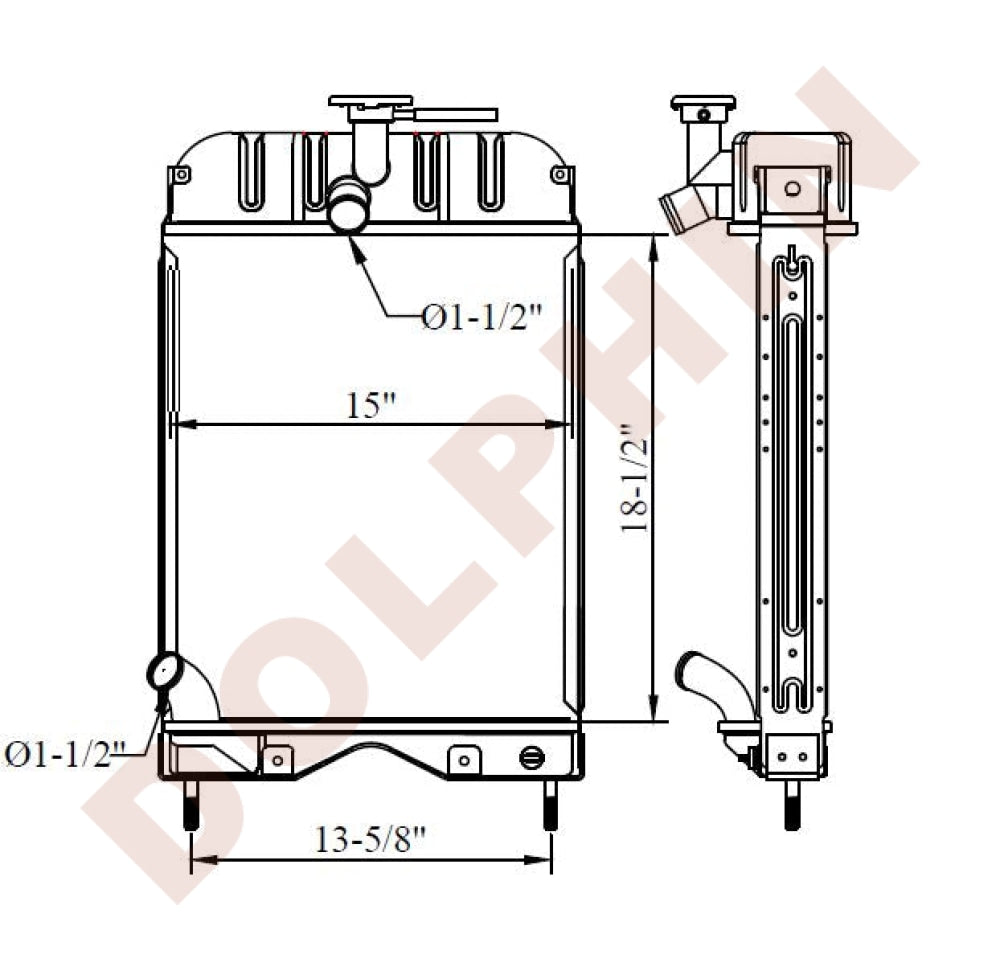 MASSEY FERGUSON RADIATOR - (203, 205, 2135) 18-1/2'' x 15'' x 2''