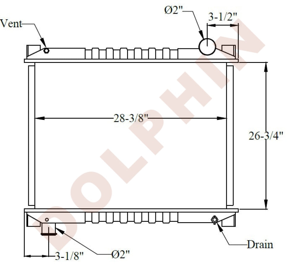 FORD RADIATOR - B/F600,B/F700 (1992-1994) 26-3/4'' x 28-3/8'' x 1-3/4''