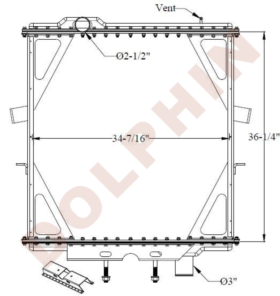 PETERBILT RADIATOR -  357,385(2003-2007) 36-1/4 x 34-7/16 x 2-3/8:
