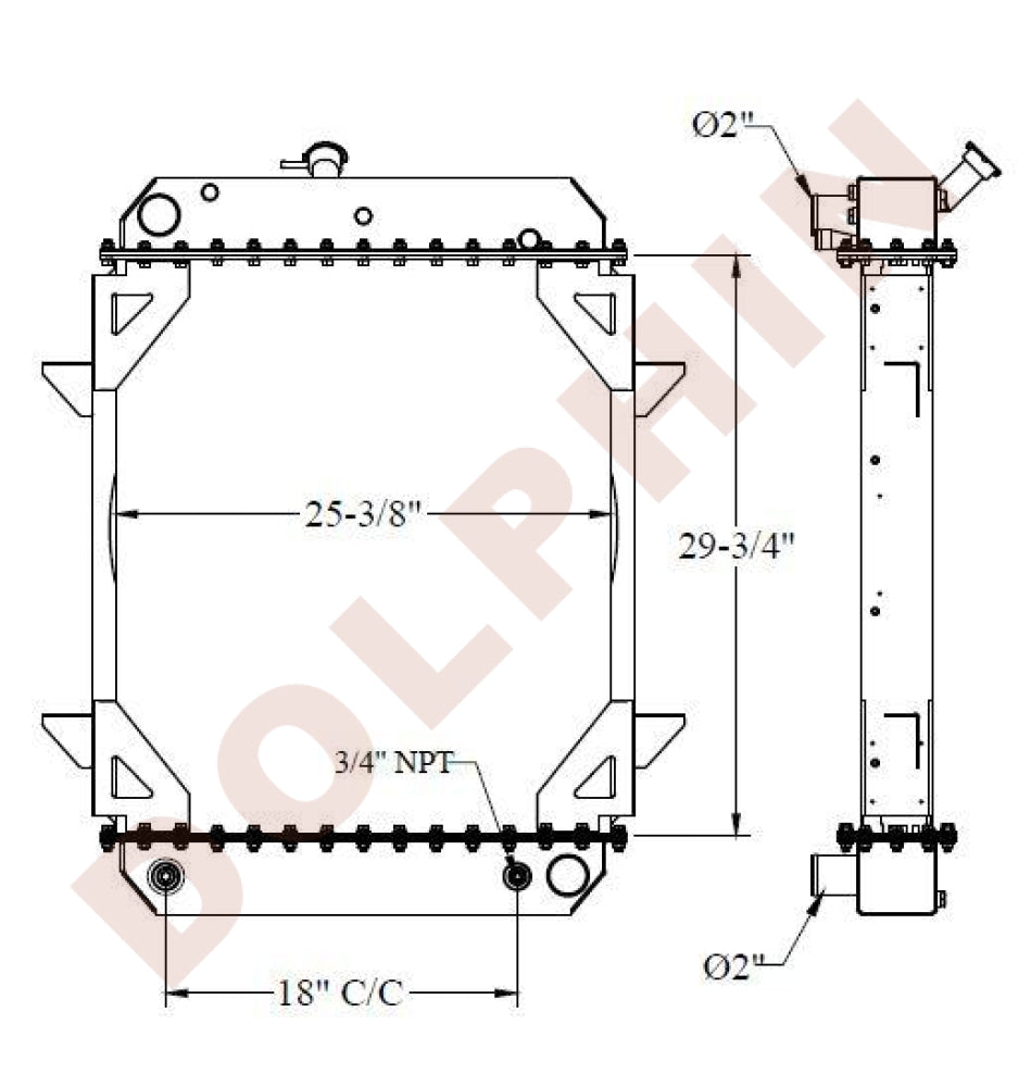 FREIGHTLINER RADIATOR - THOMAS BUS 29-3/4''x 25-3/8'' x 2-3/8''