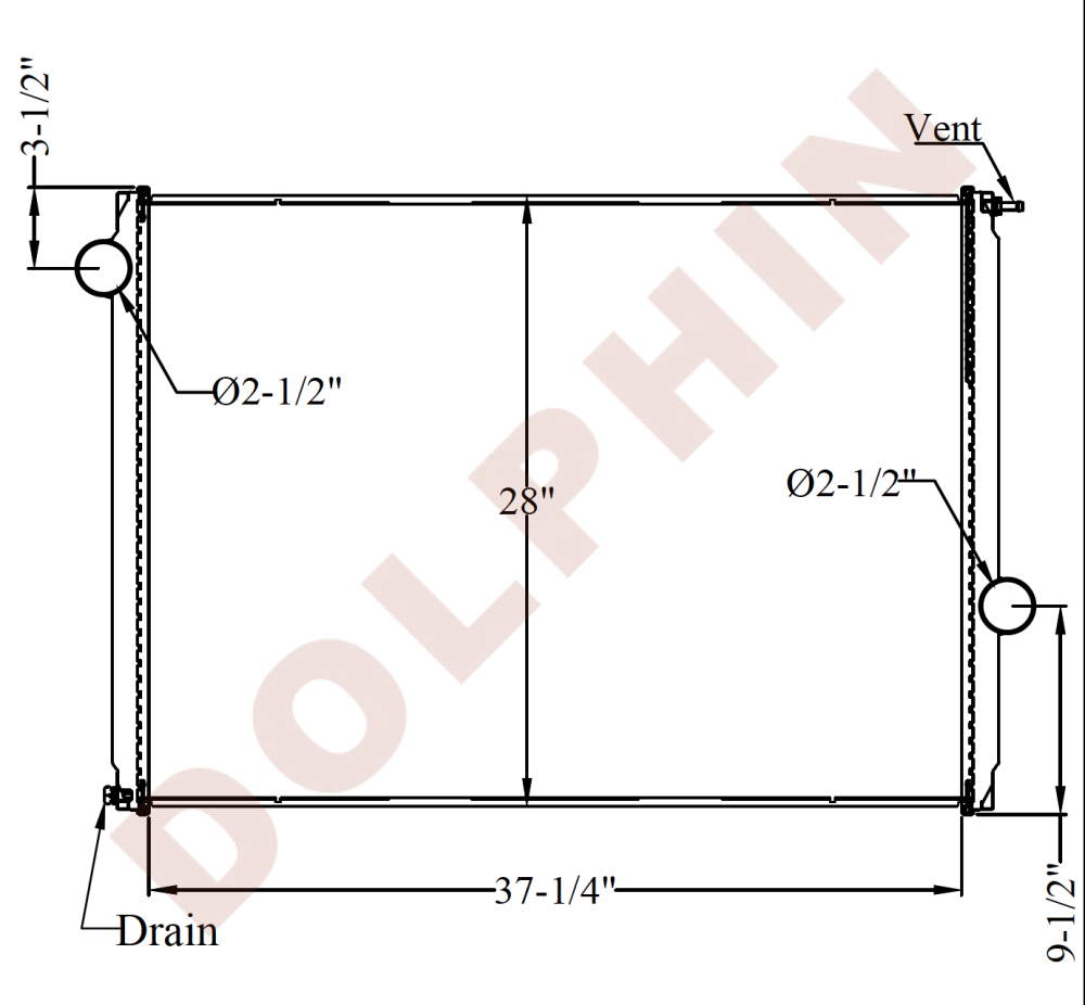 Ford Radiator - A/L9500 Series (1997-1998) 37-1/4 X 28 2-1/8’ Radiator