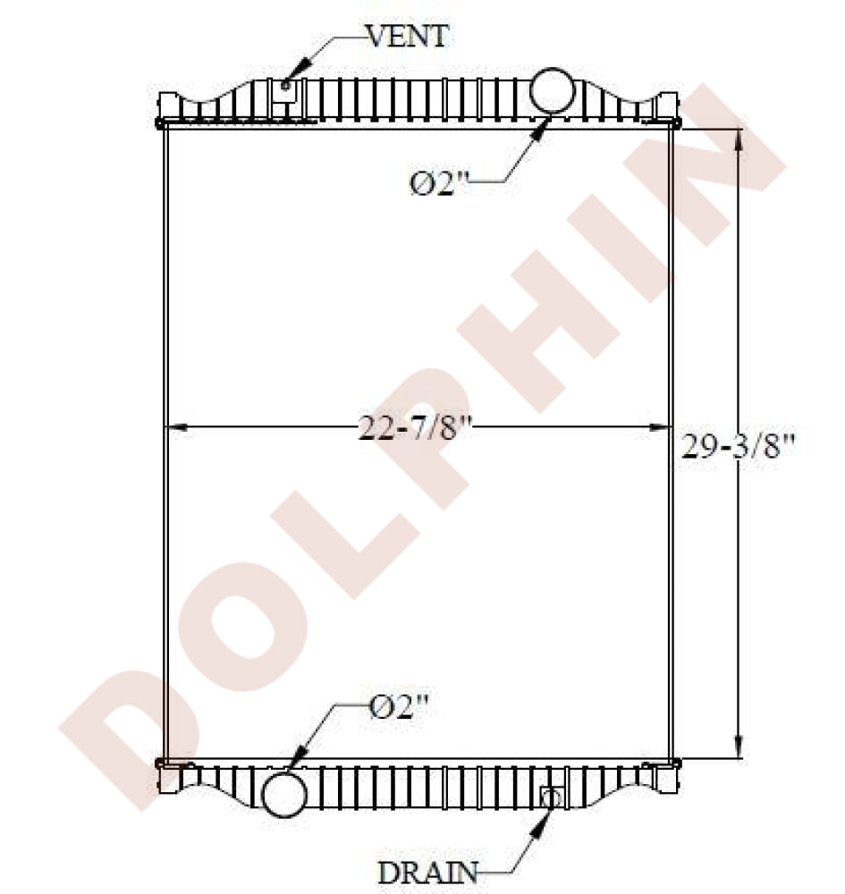MACK RADIATOR - (CH,MS,MIDLINER) 29-3/8'' x 22-7/8'' x 1-7/8''