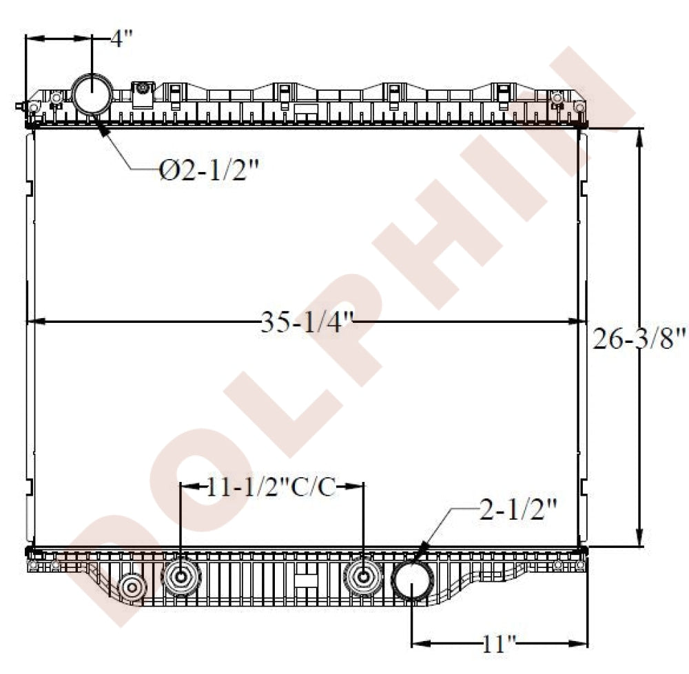 VOLVO RADIATOR - VT2 Series (2008) 26-3/8 x 35-1/4 x 2-1/8