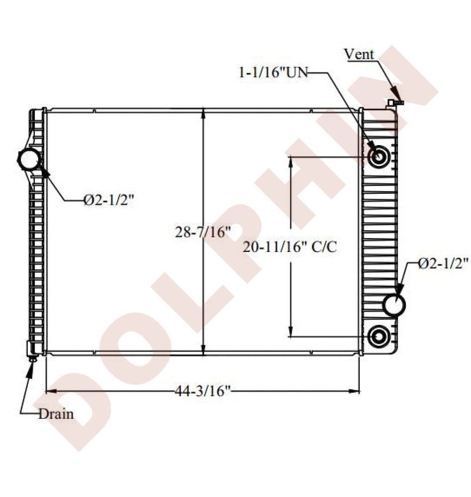 INTERNATIONAL RADIATOR - Navistar Workstar 7000 (2008-2010) 44-3/16 x 28-7/16 x 2-1/8’’ Radiator