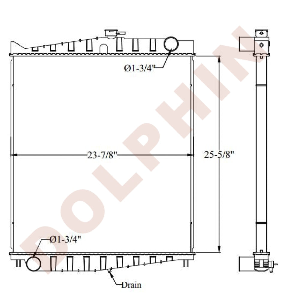 NISSAN RADIATOR - UD 1800-3300 (1995-2004) 25-5/8 x 23-7/8 x 1-7/16