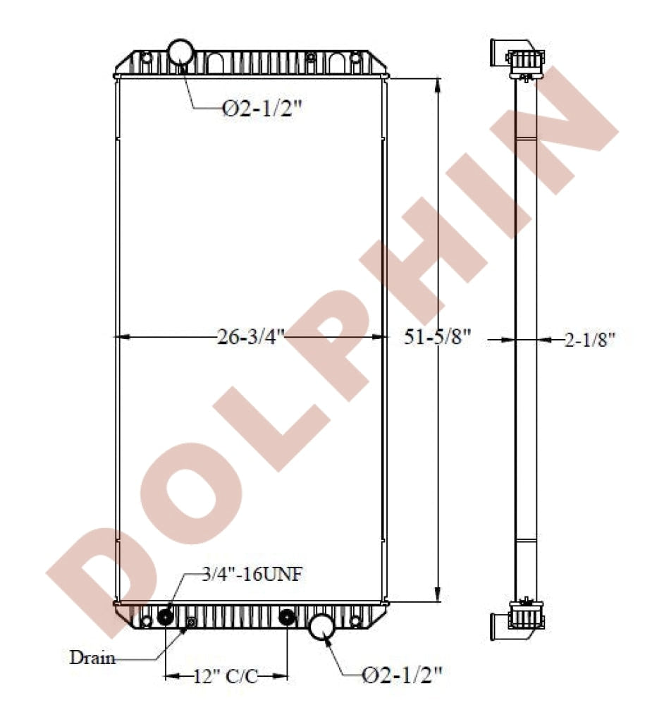 INTERNATIONAL RADIATOR, (2008-2015) 51-5/8'' x 26-3/4'' x 2-1/8''