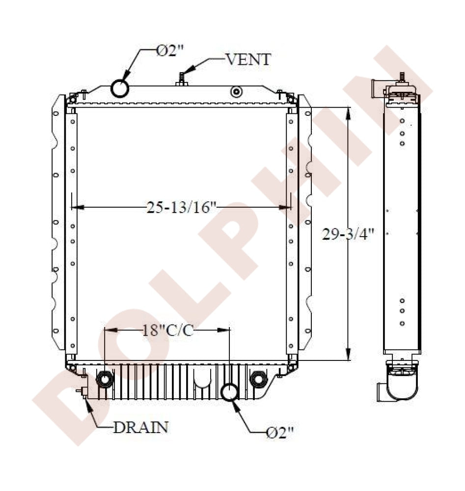 FREIGHTLINER RADIATOR - (Spartan) 29-3/4'' x 25-13/16'' x 2-1/8''