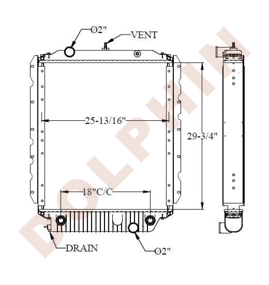 FREIGHTLINER RADIATOR - (Spartan) 29-3/4 x 25-13/16 x 2-1/8