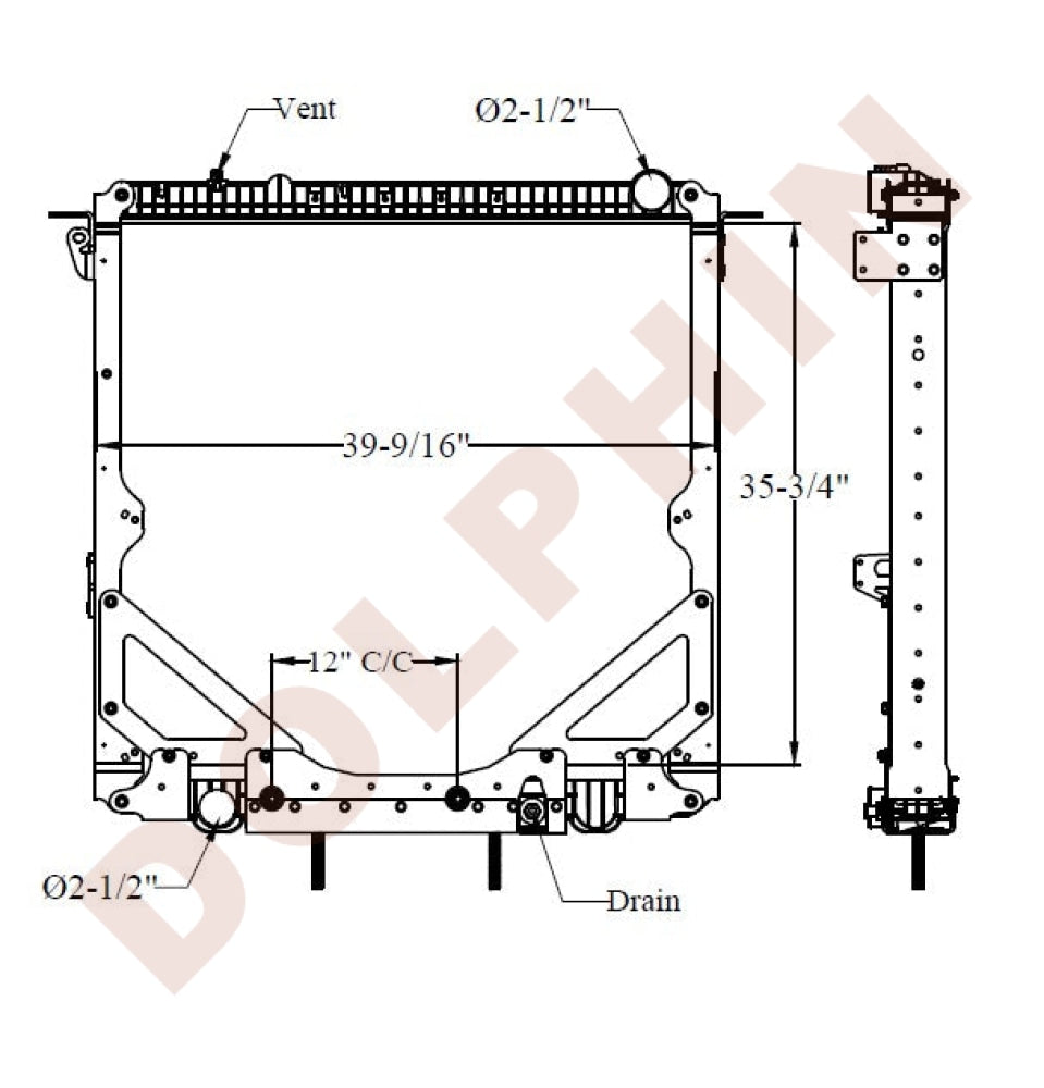 FREIGHTLINER RADIATOR (2012 & NEWER CASCADIA) 35-3/4 x 39-9/16 x 2-1/8