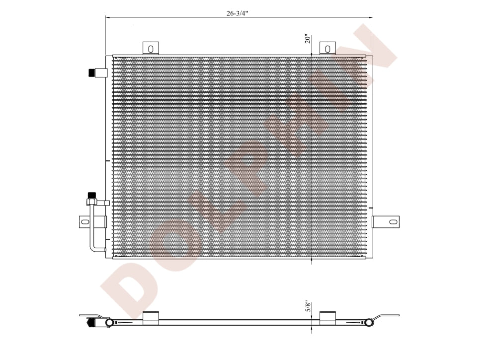 STERLING CONDENSER (2004-2007) L7500 6.4L ENGINE, ACTERRA Q, 26-3/4'' x 20