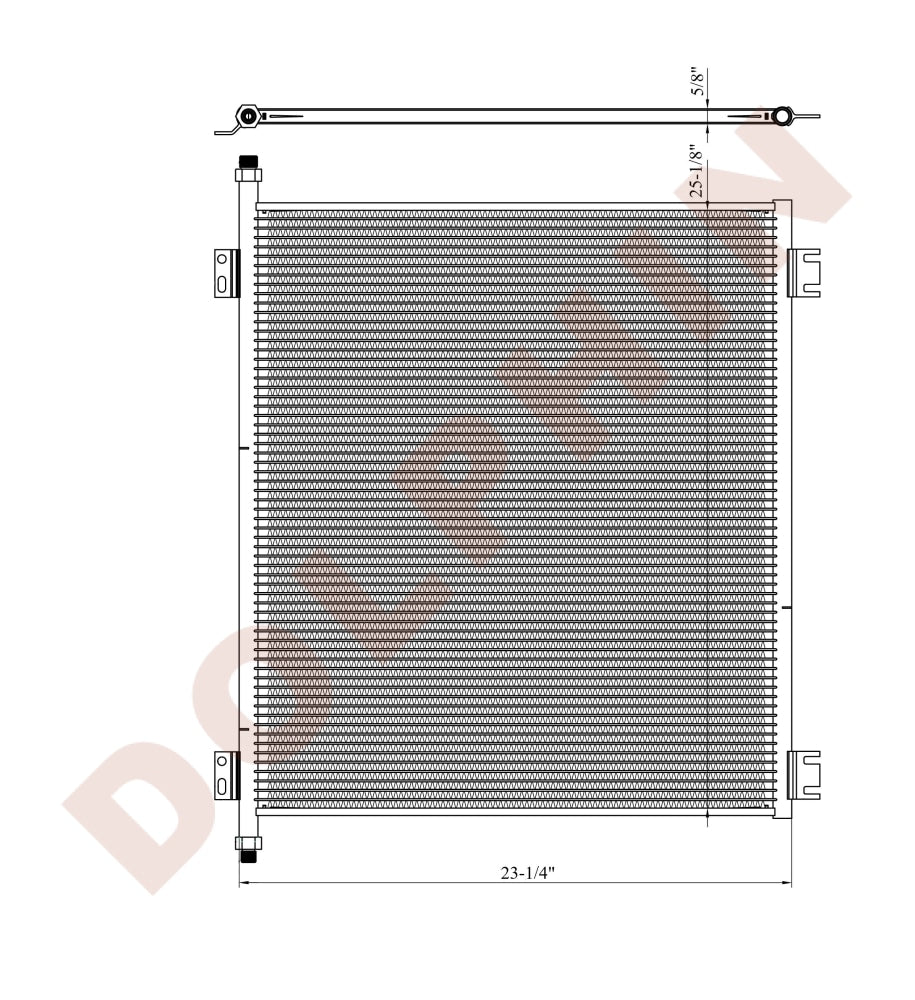 FORD CONDENSER, L, LN, LNT, LT series with diesel engine, 23-1/4'' x 25-1/8