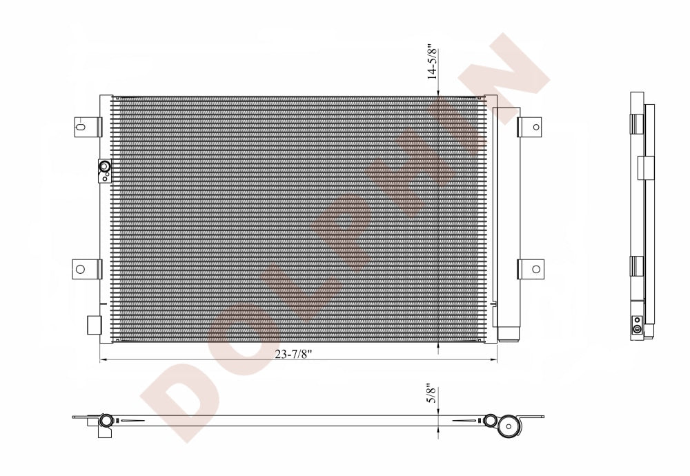 HINO CONDENSER, (2005-2007) 145, 165, 185, 238, SERIES WITH 5.0L, 8.0L DIESEL ENGINE 23-7/8'' x 14-5/8
