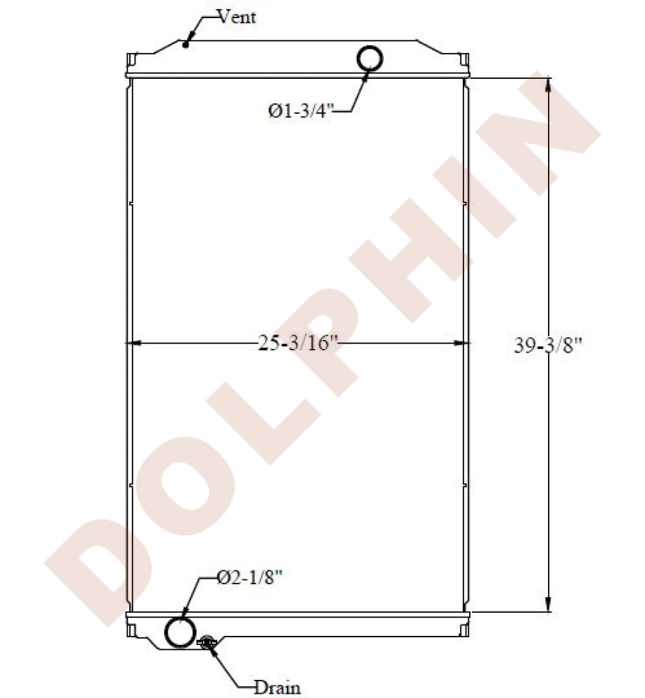 CUMMINS 320kVA Radiator - 39-3/8” x 25-3/16” x 2-1/8”